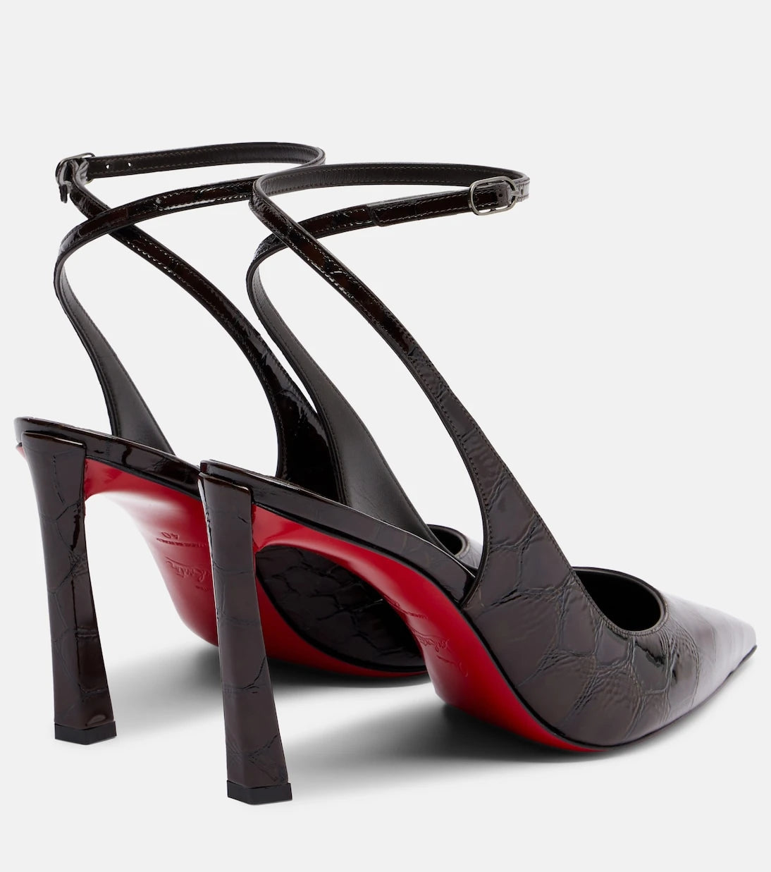 Christian Louboutin - حذاء كوندورا 85 بكعب عالٍ ومفتوح من الخلف بنقشة جلد التمساح