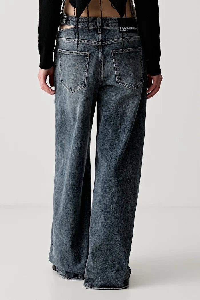 Karl Lagerfeld Jeans kadın wide leg kot pantolon
