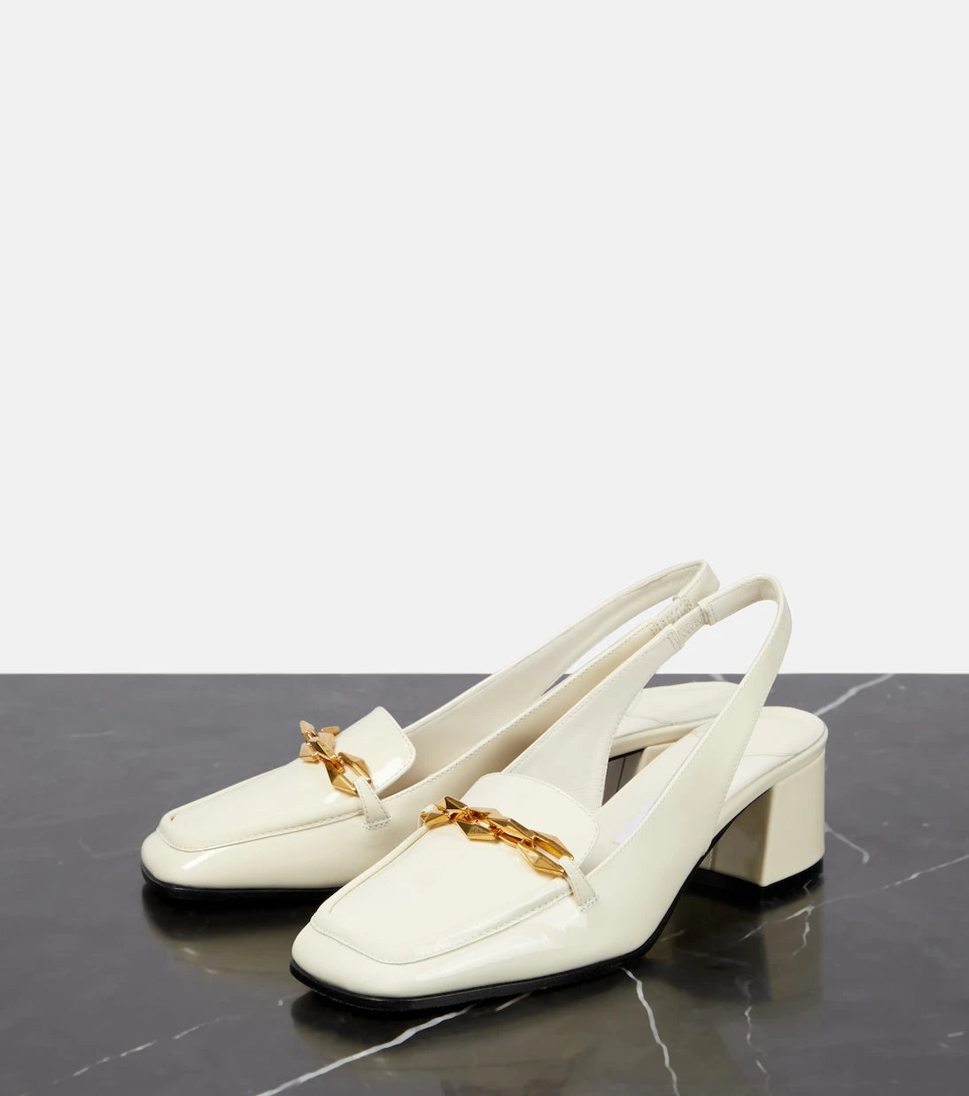 Jimmy Choo - Diamond Tilda 45 patent leather slingback pumps