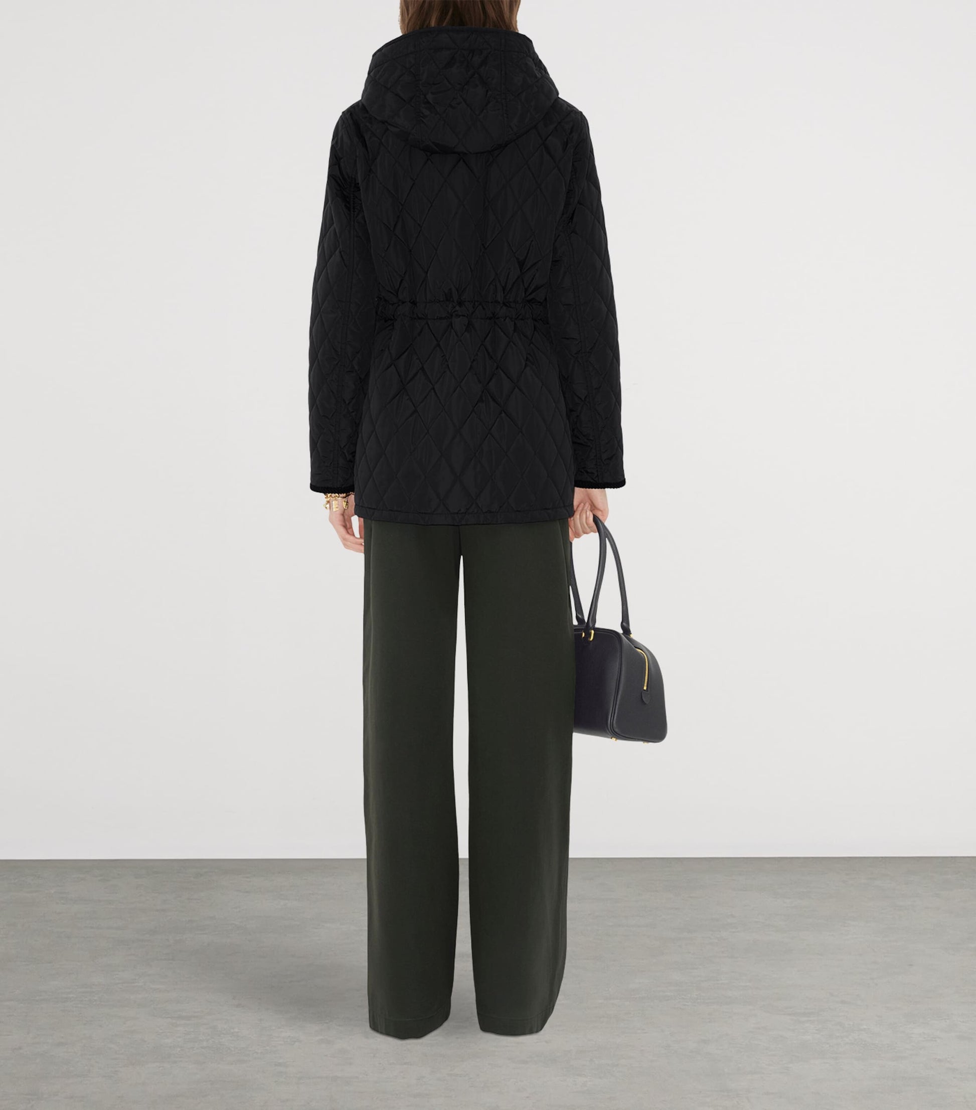 Black Nylon Quilted Parka