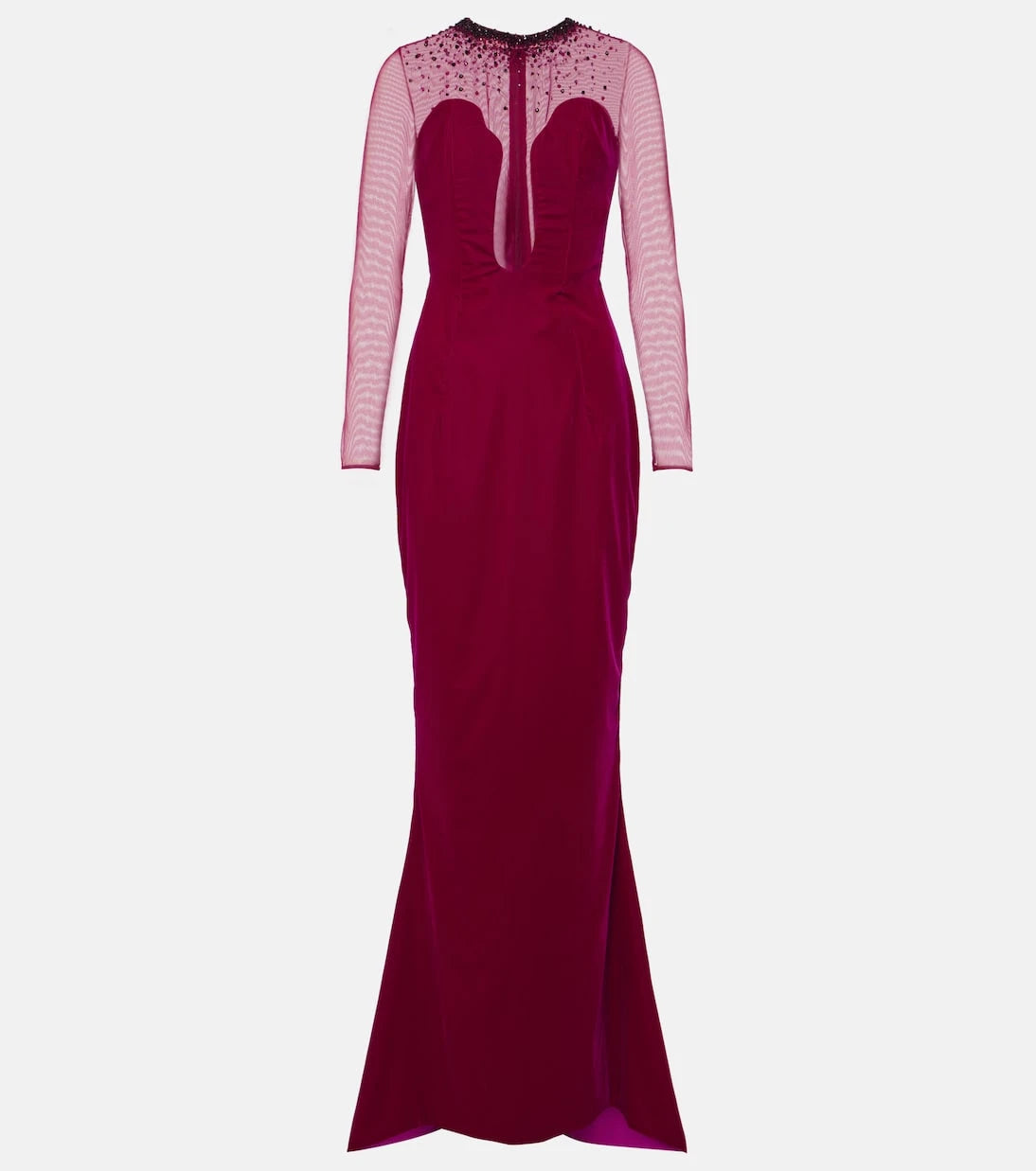 Miss Sohee - Embellished cotton-blend velvet gown