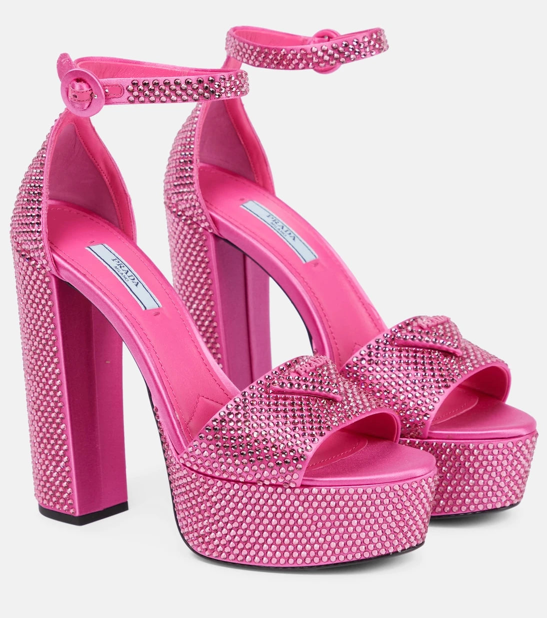 Prada - Embellished satin platform sandals