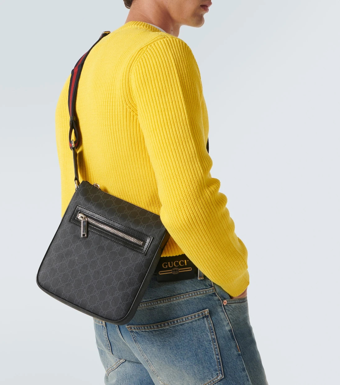 Gucci - GG canvas leather-trimmed crossbody bag