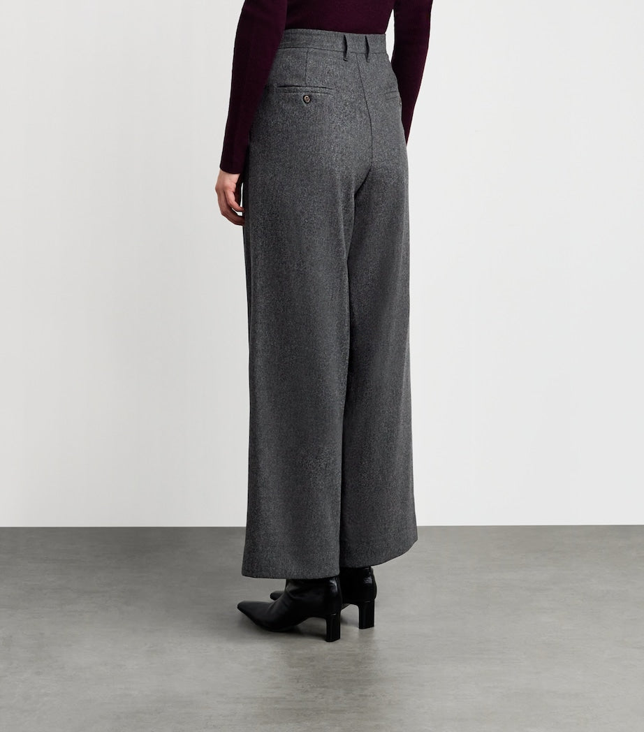 Max Mara Grey Stretch-Wool Flannel Trousers