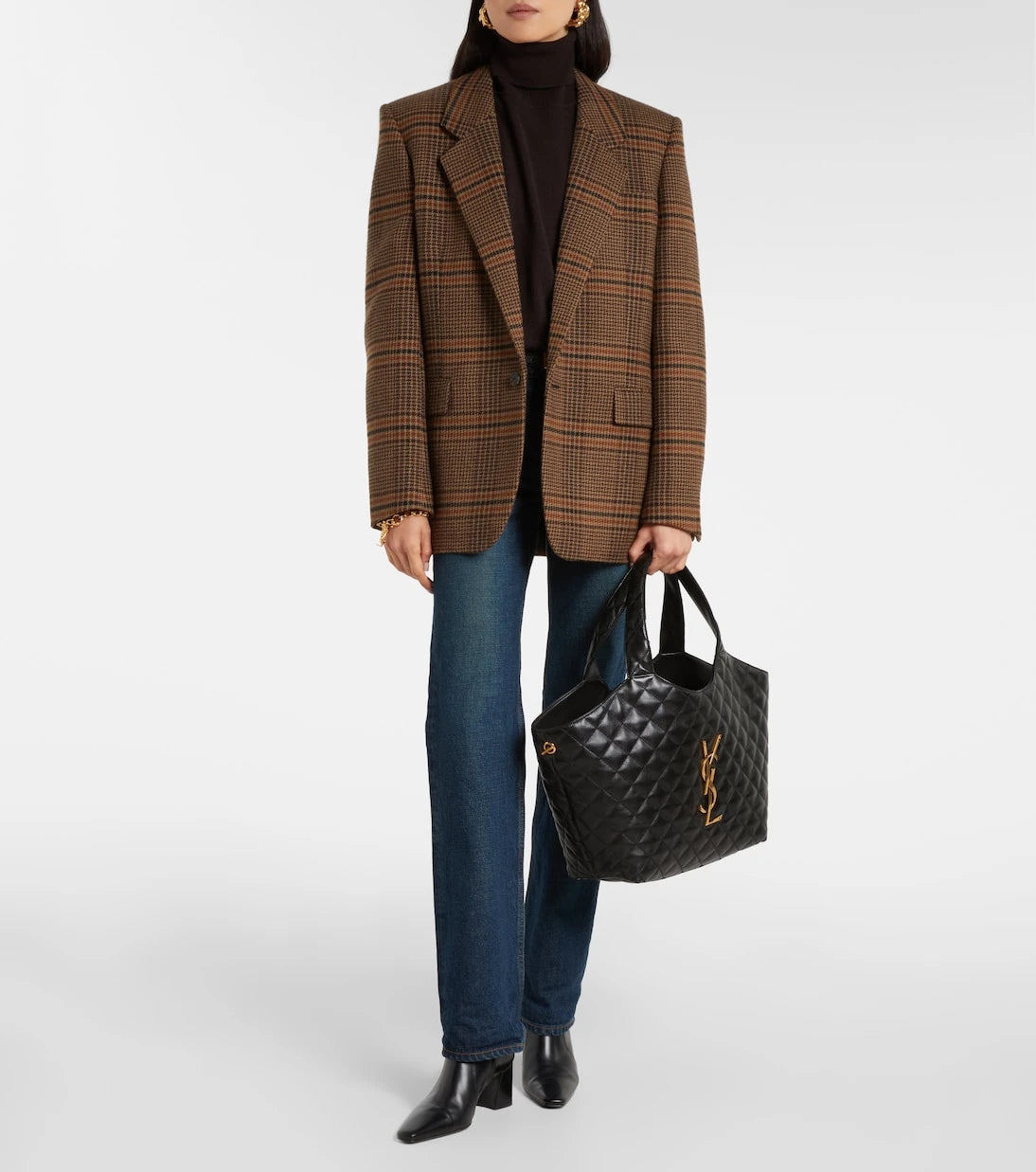 Saint Laurent - حقيبة كتف إيكار متوسطة مبطّنة من الجلد