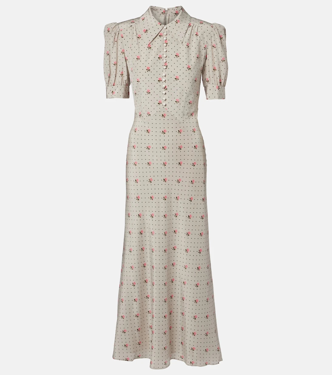 Alessandra Rich - Floral polka-dot silk maxi dress