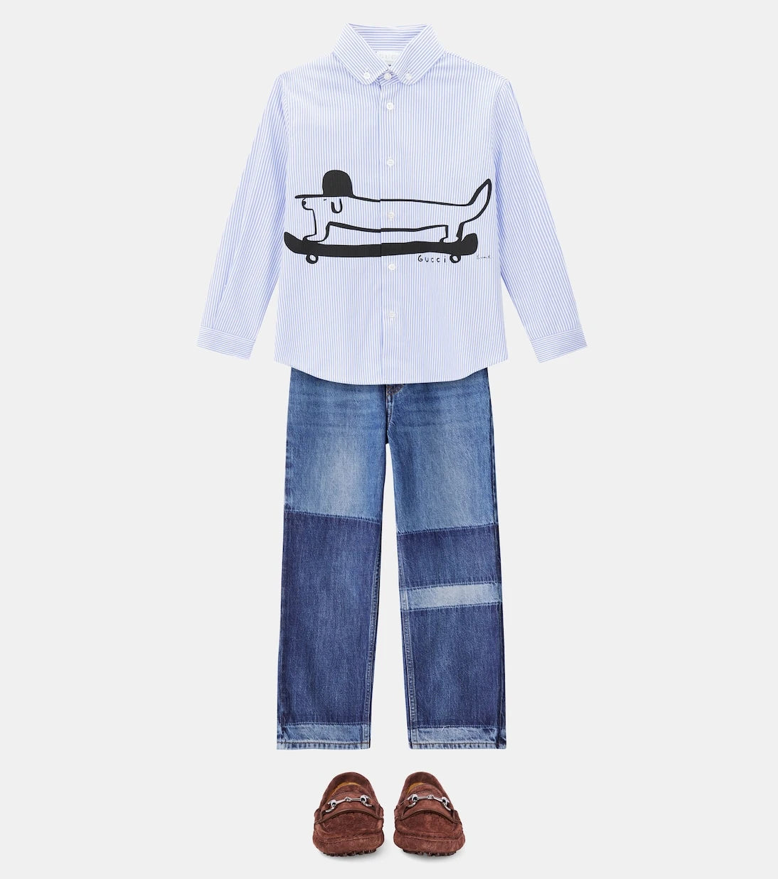 Gucci Kids - قميص بوبلين قطن مطبوع بتصميم Euan Roberts