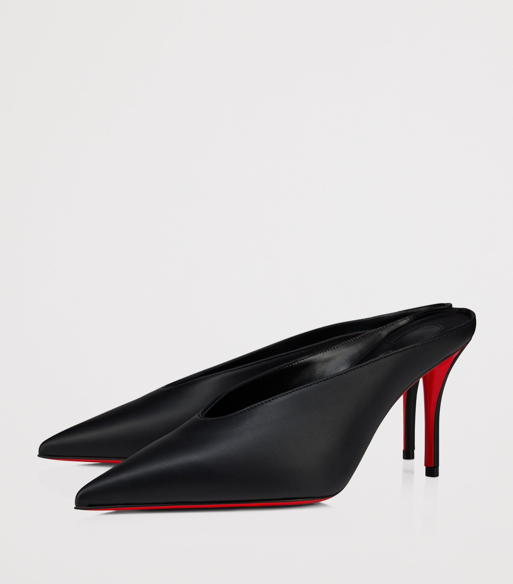 Christian Louboutin Black Miss Z Slimimule Leather Heeled Mules 80