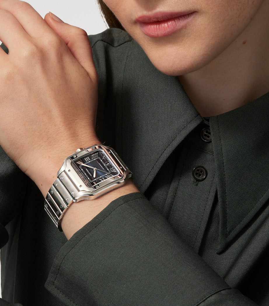 Large Steel Santos de Cartier Watch 39.8mm