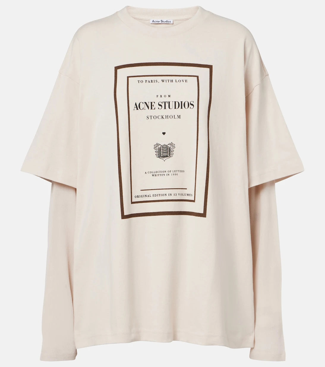 Acne Studios - تيشيرت جيرسي قطني بشعار بطبقات