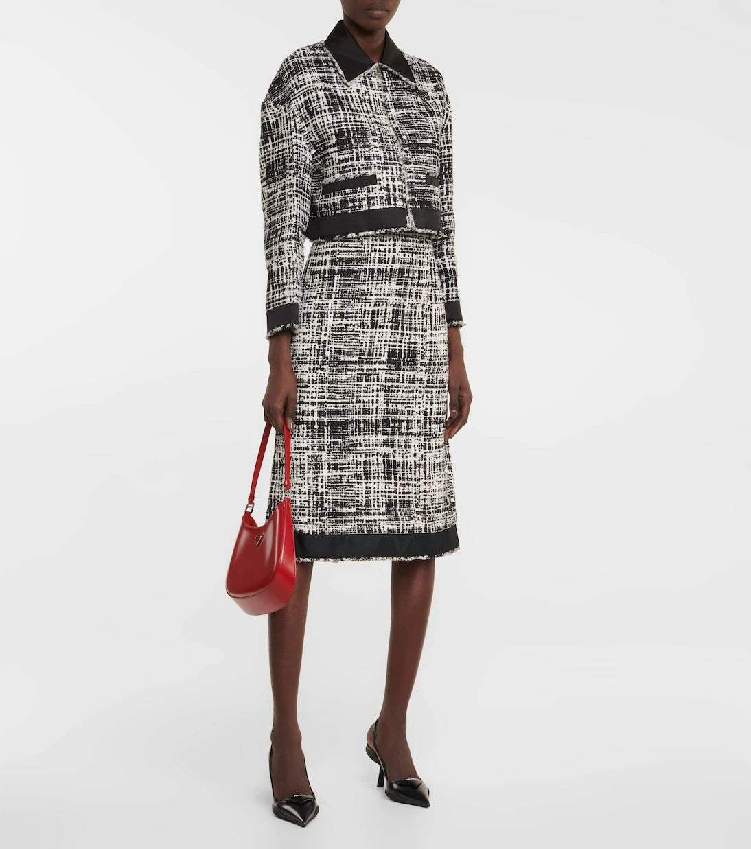 Prada - Tweed midi skirt