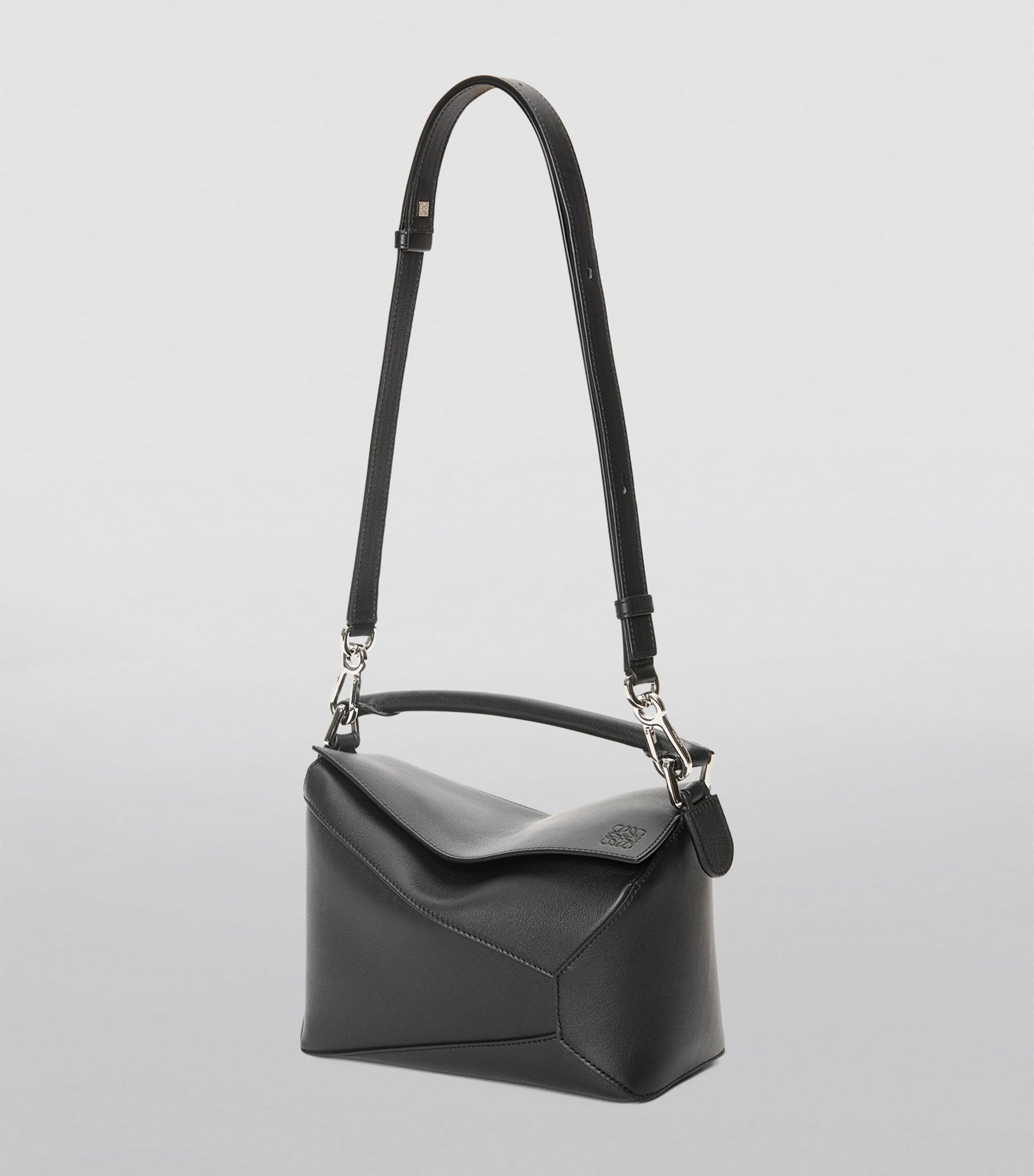 LOEWE Black Small Leather Puzzle Edge Top-Handle Bag