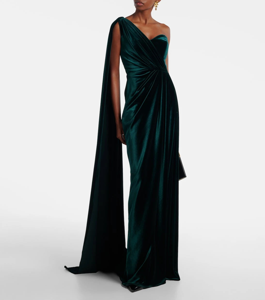 Monique Lhuillier - One-shoulder velvet gown