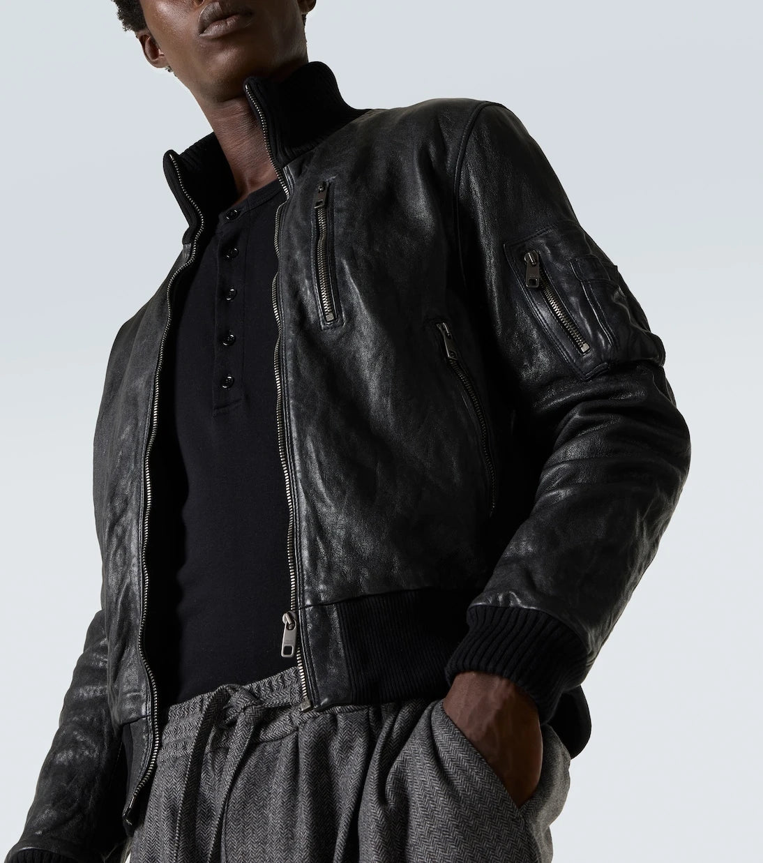 Dolce&Gabbana - Leather bomber jacket
