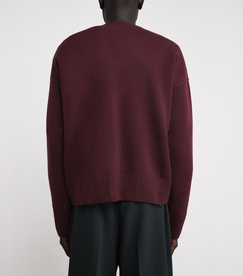 AMI Paris Black Wool-Cashmere Ami De Coeur Cardigan