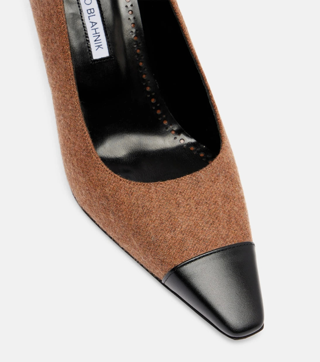 Manolo Blahnik - Semele 90 leather-trimmed tweed pumps