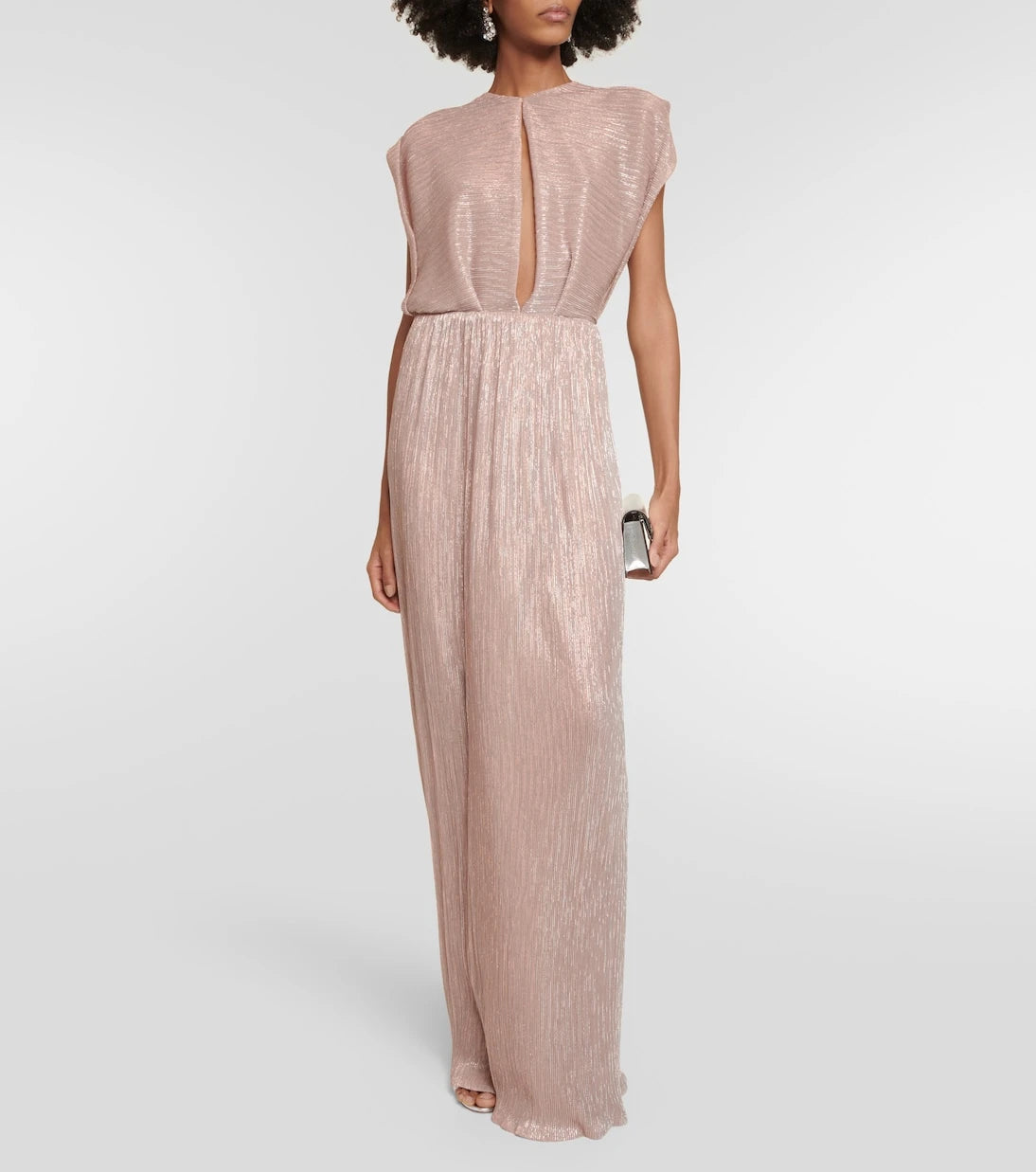 Costarellos - Metallic pleated gown