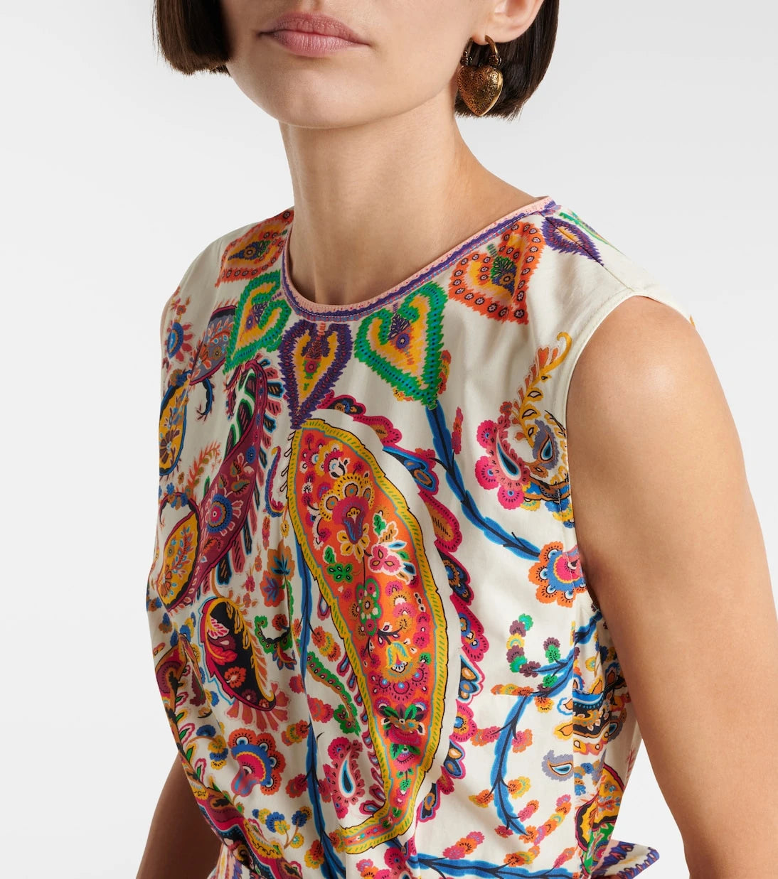 Etro - فستان ماكسي قطني مطبوع بحزام