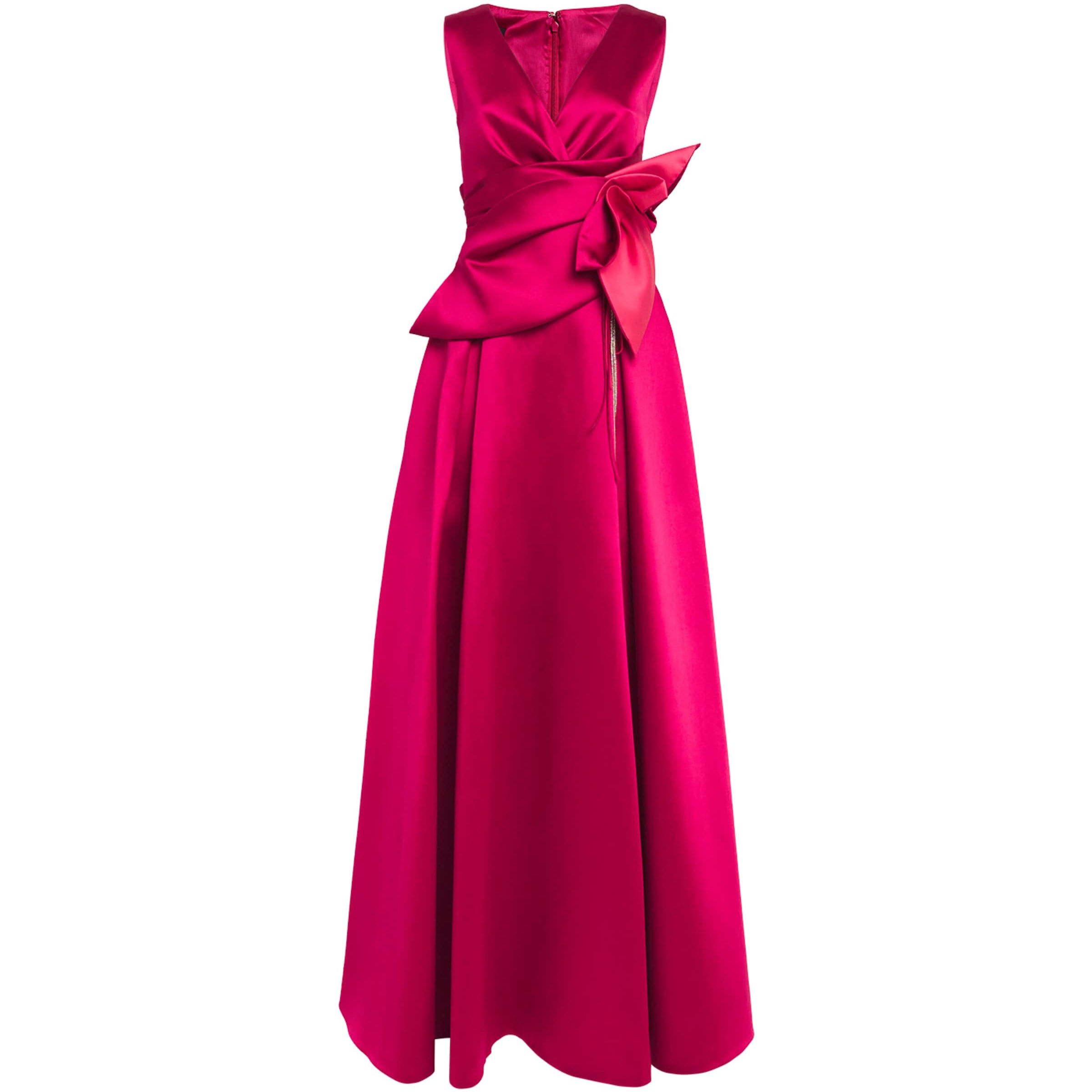 Talbot Runhof Pink Floral Tie-Waist Gown