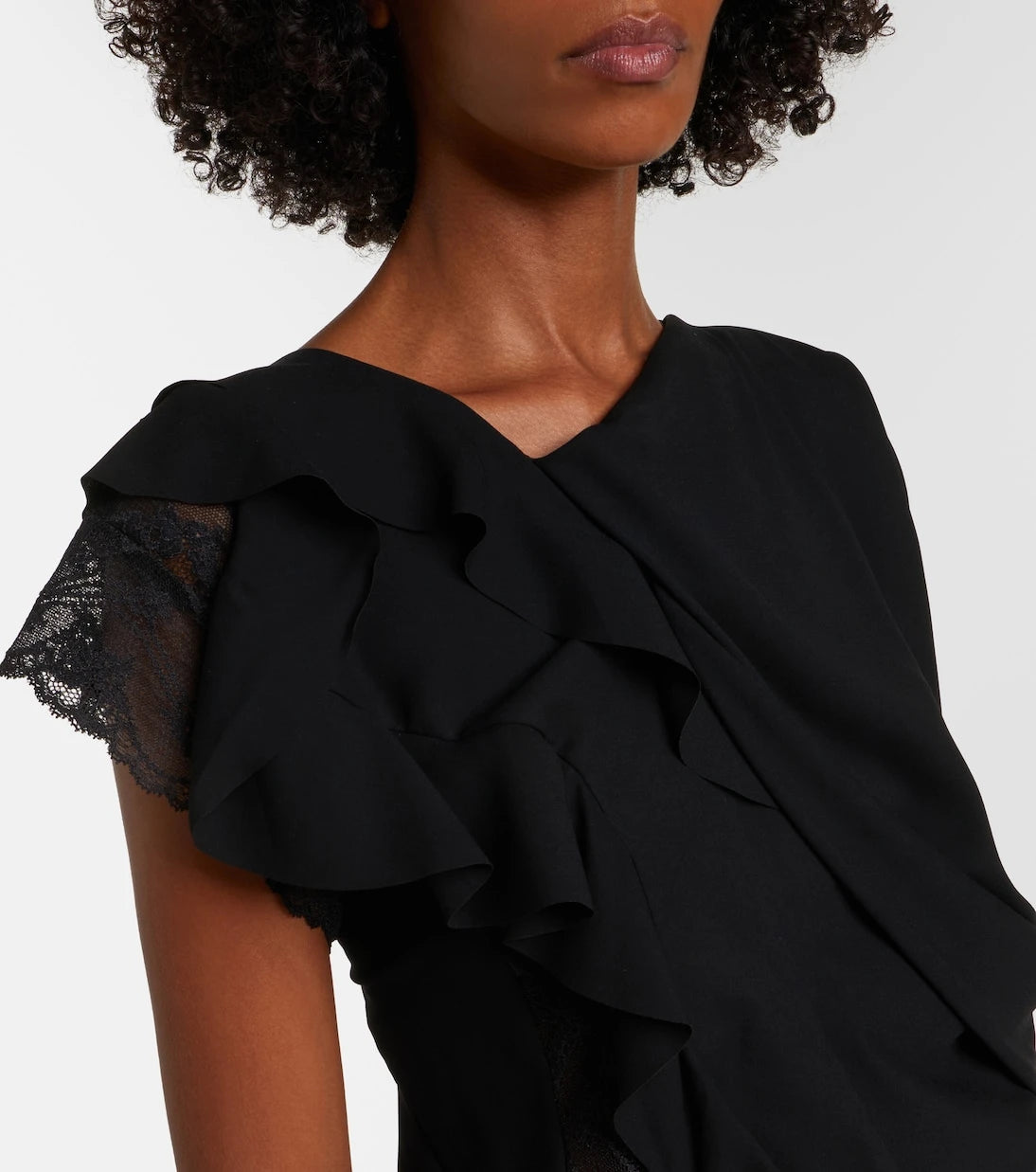 Junya Watanabe - Asymmetric lace-trimmed midi dress