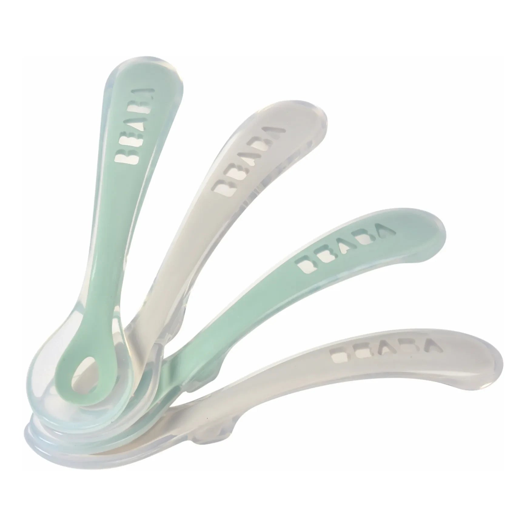 Béaba - 2nd age soft silicone spoons - Set of 4 | Sage
