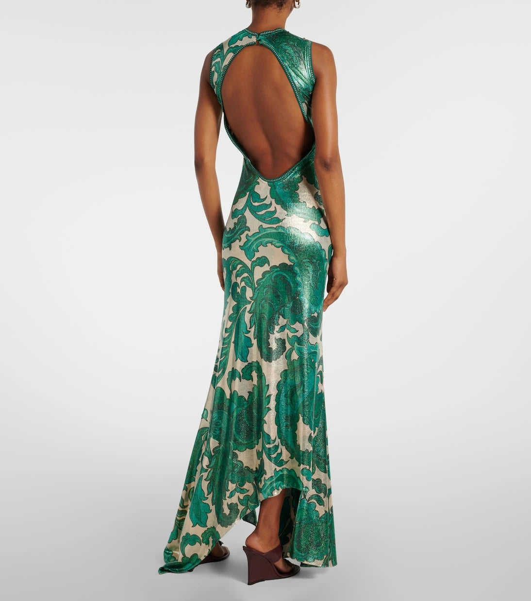 Etro - Paisley open-back lamé maxi dress