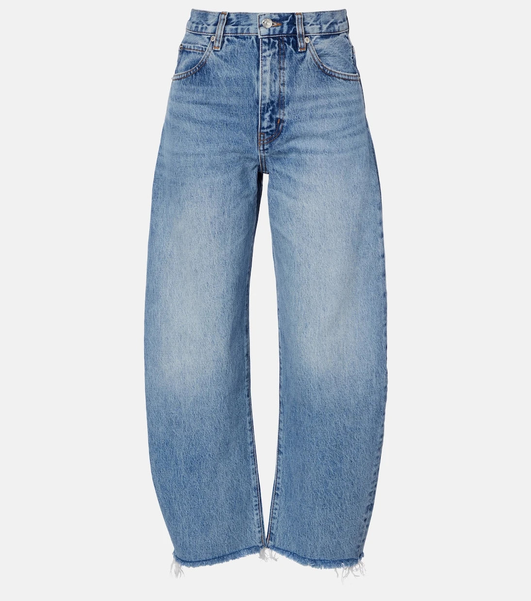Frame - Bubble cropped barrel-leg jeans