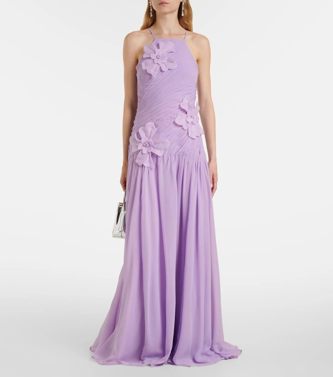 Leo Lin - Amaya floral-appliqué gathered gown