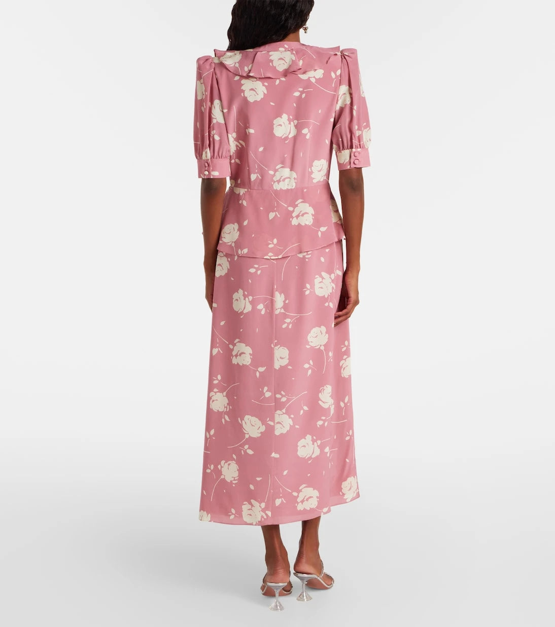 Alessandra Rich - Floral ruffled silk midi dress