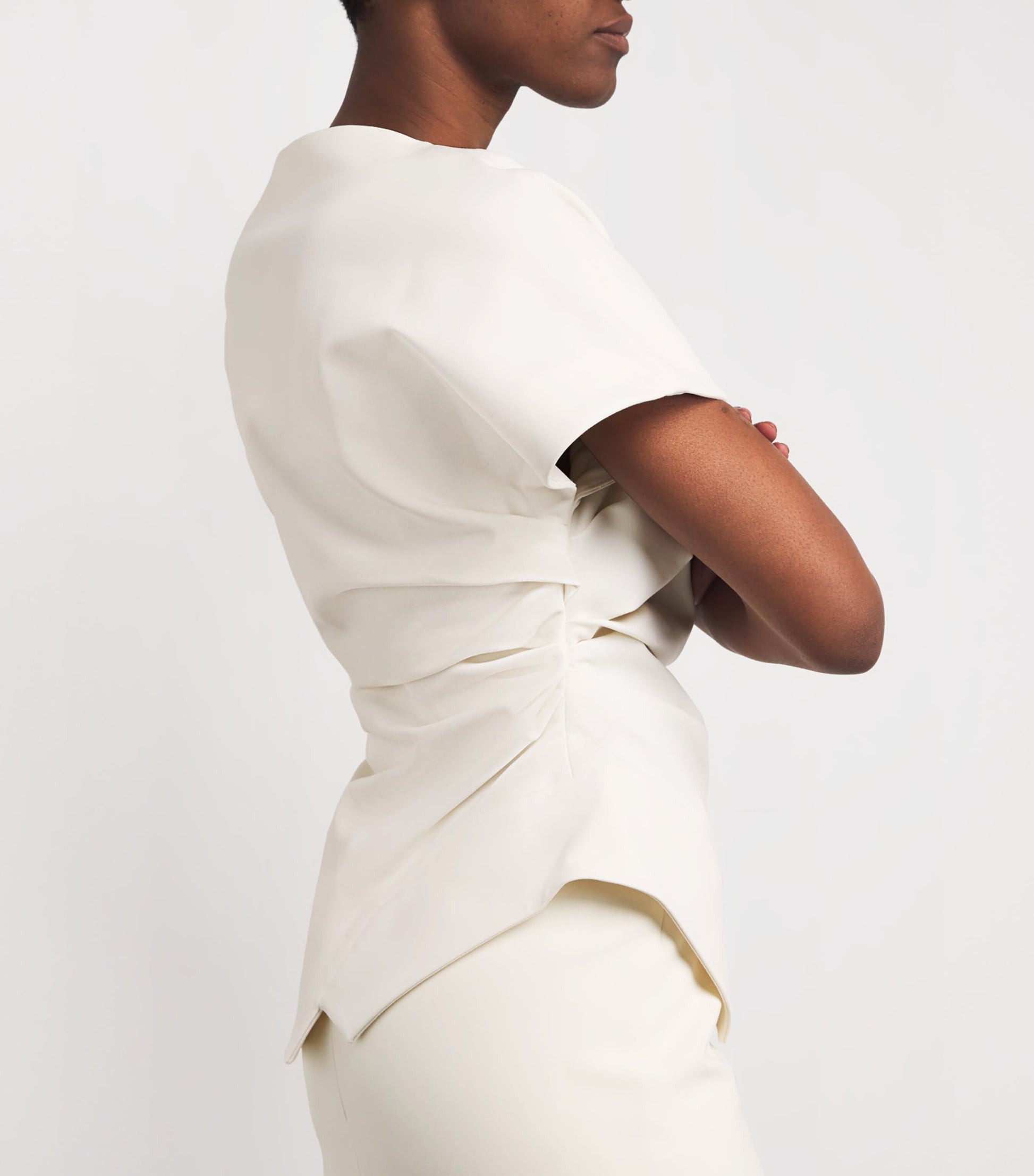 Róhe White Draped Short-Sleeve Top
