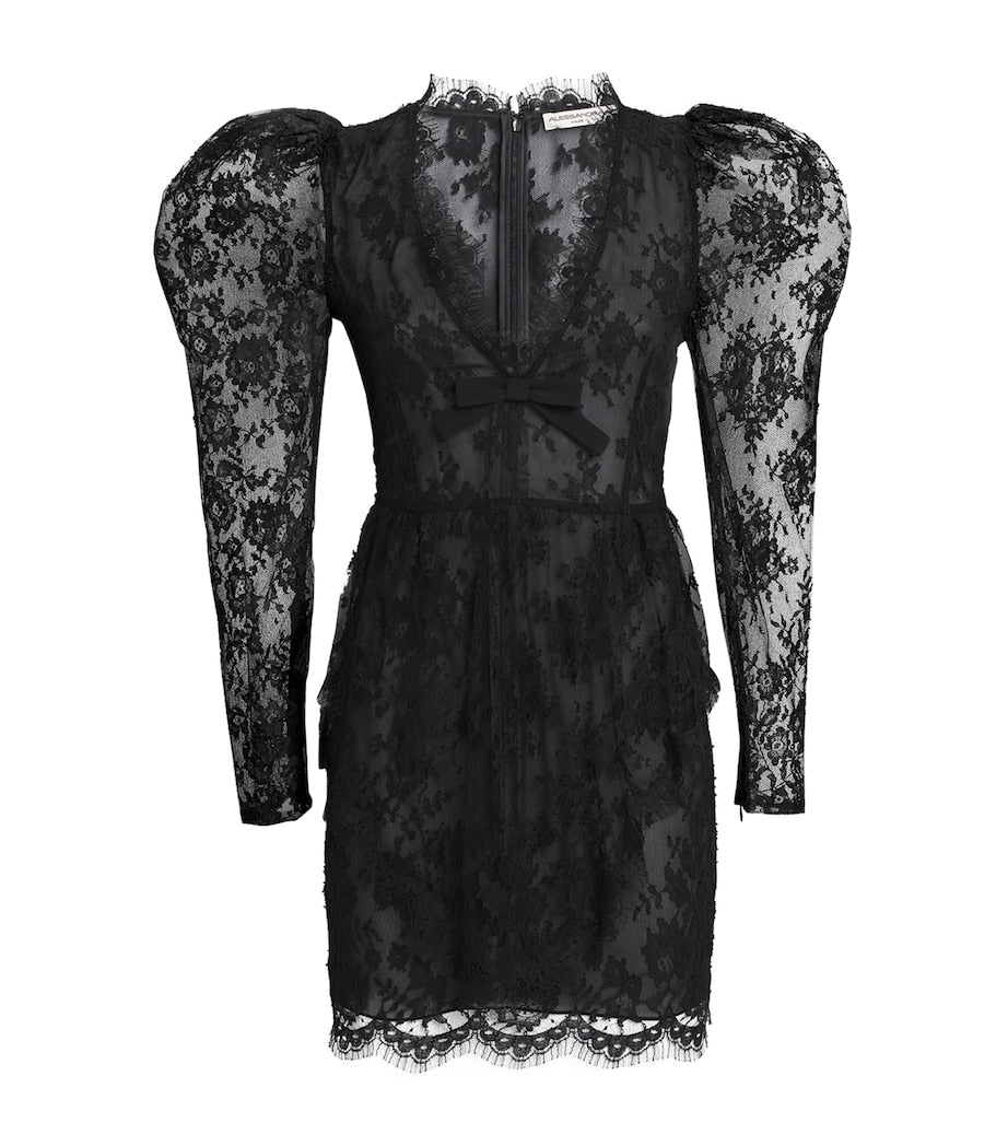 Lace Bow-Detail Mini Dress