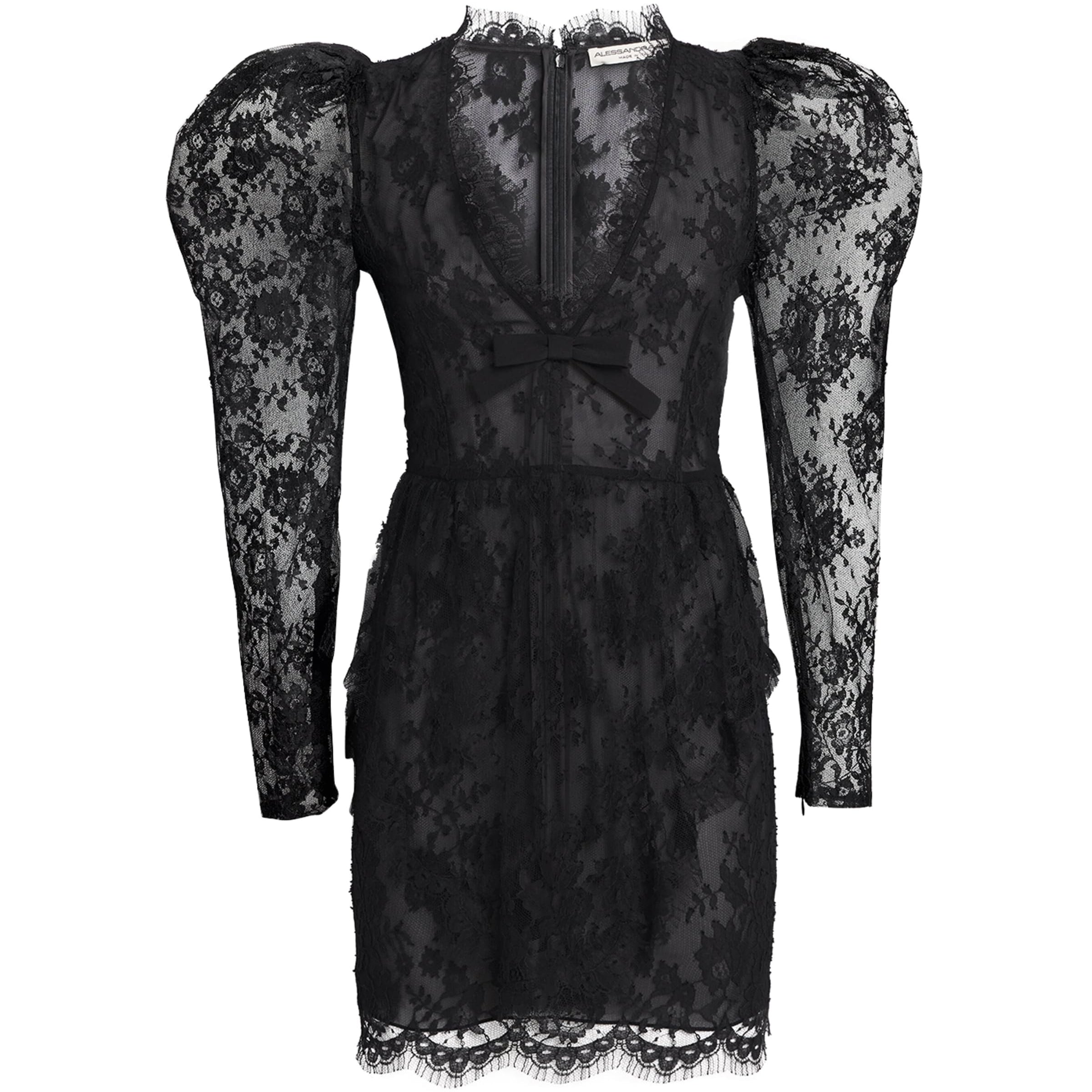 Lace Bow-Detail Mini Dress