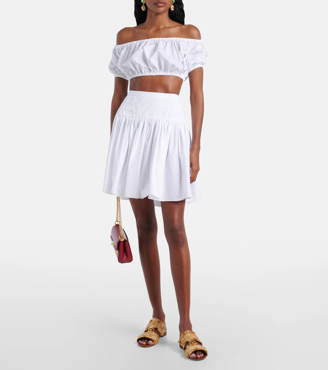 Dolce&Gabbana - Pleated cotton poplin miniskirt