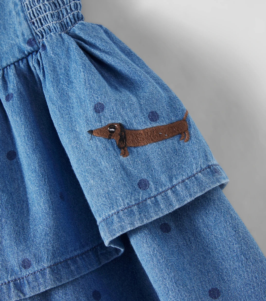 Mini Rodini - Polka-dot embroidered denim dress