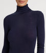Navy Woolen Silk Roll-Neck Top