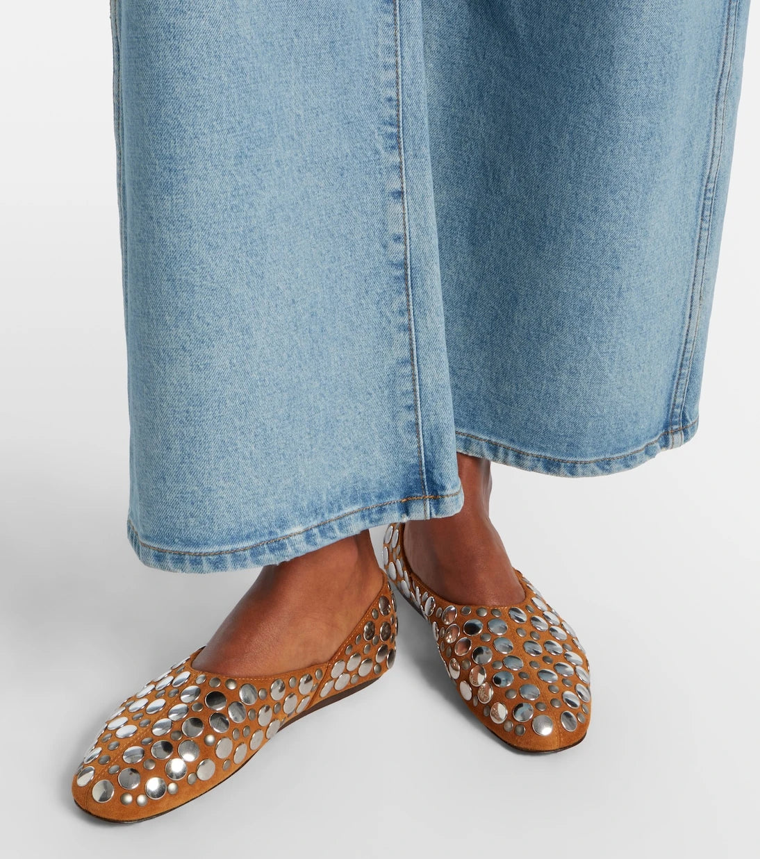 Khaite - Jane studded suede ballet flats