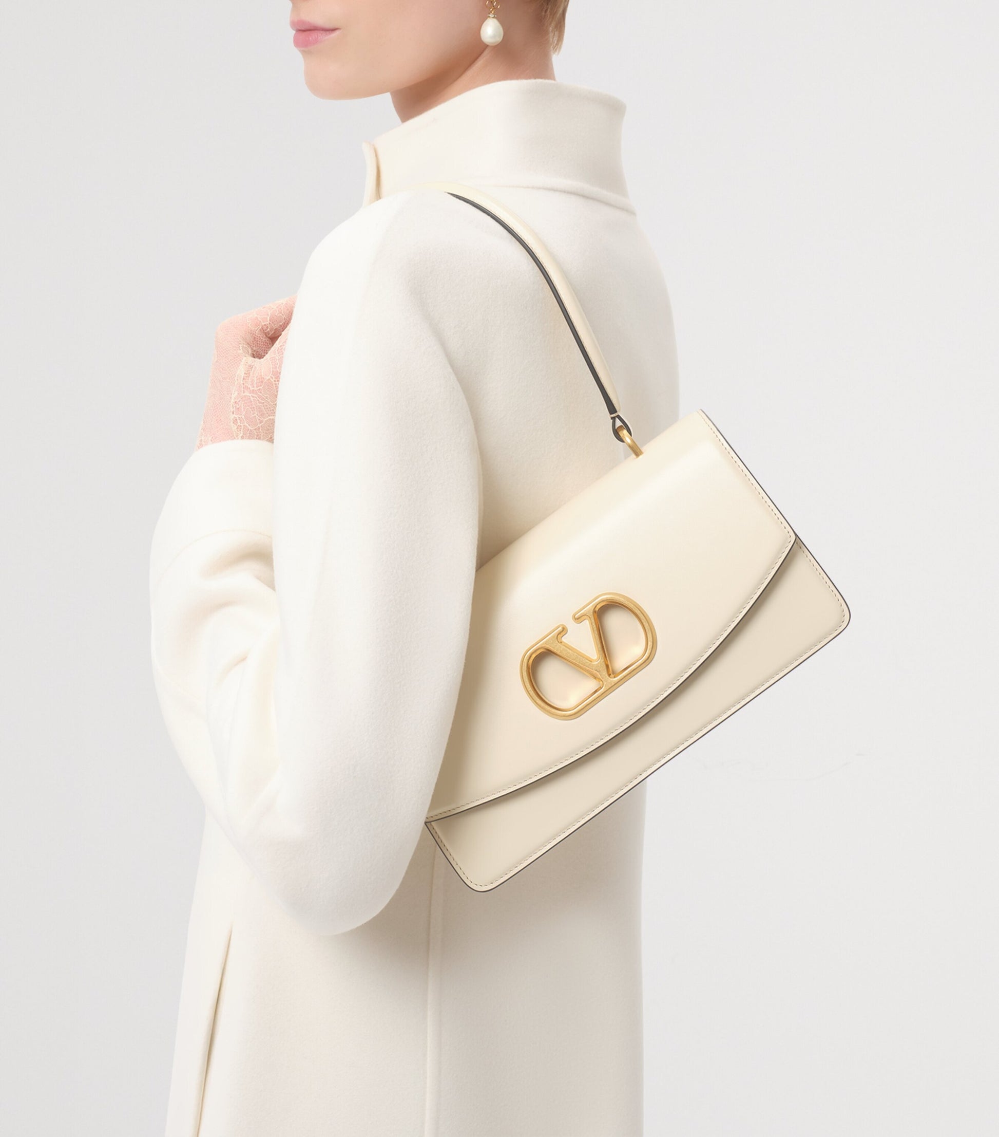 Valentino Ivory Wool-Cashmere Double-Breasted Overcoat