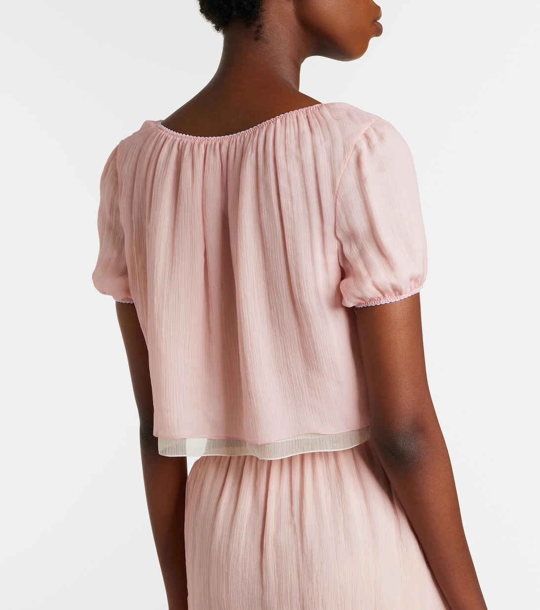 Miu Miu - Layered silk chiffon crop top
