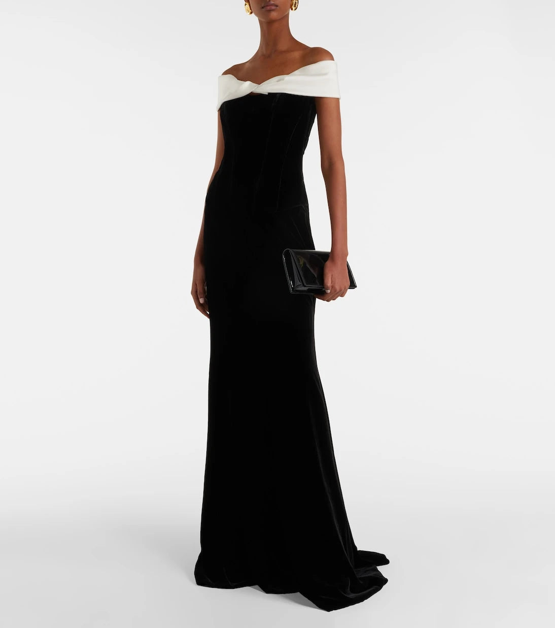 Costarellos - Off-shoulder velvet bustier gown