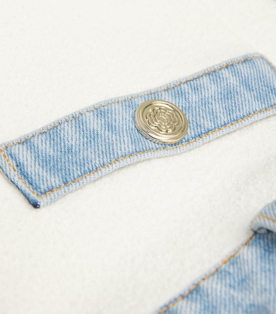 Maje White Cotton-Blend Bouclé Shorts