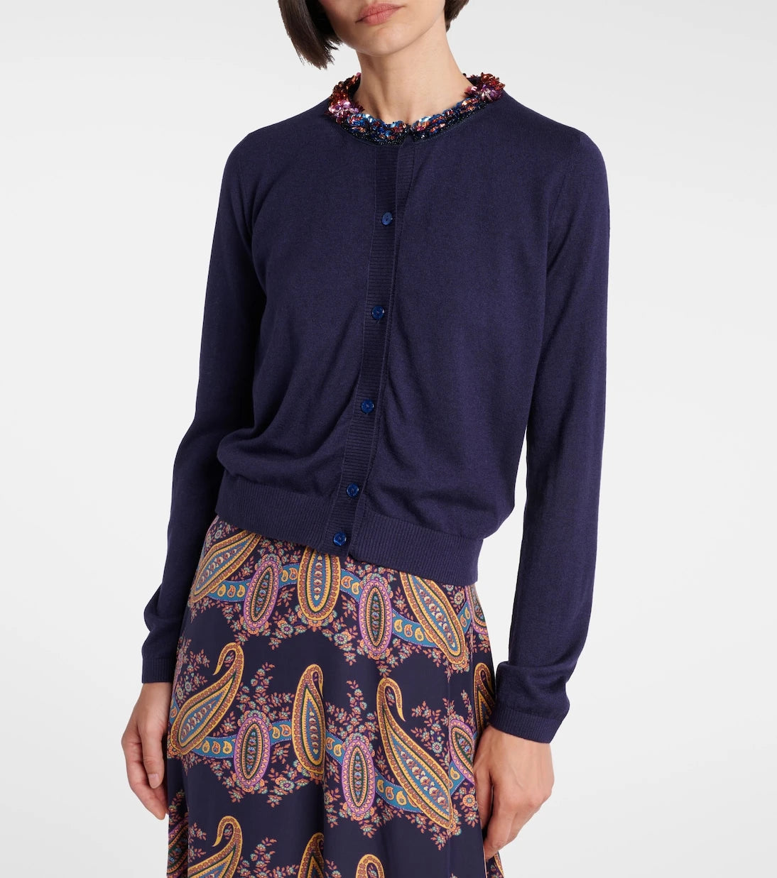 Etro - Embellished silk and cashmere cardigan