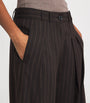 ME+EM Brown Pinstripe Wide-Leg Trousers