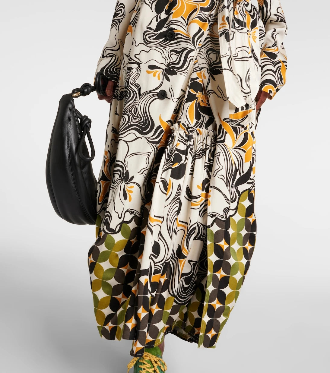 Dries Van Noten - Printed double-breasted satin coat