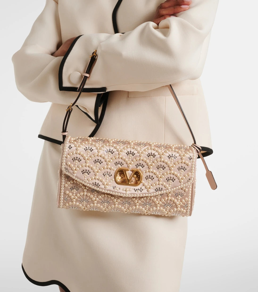 Valentino Garavani - DeVain Small embellished satin shoulder bag