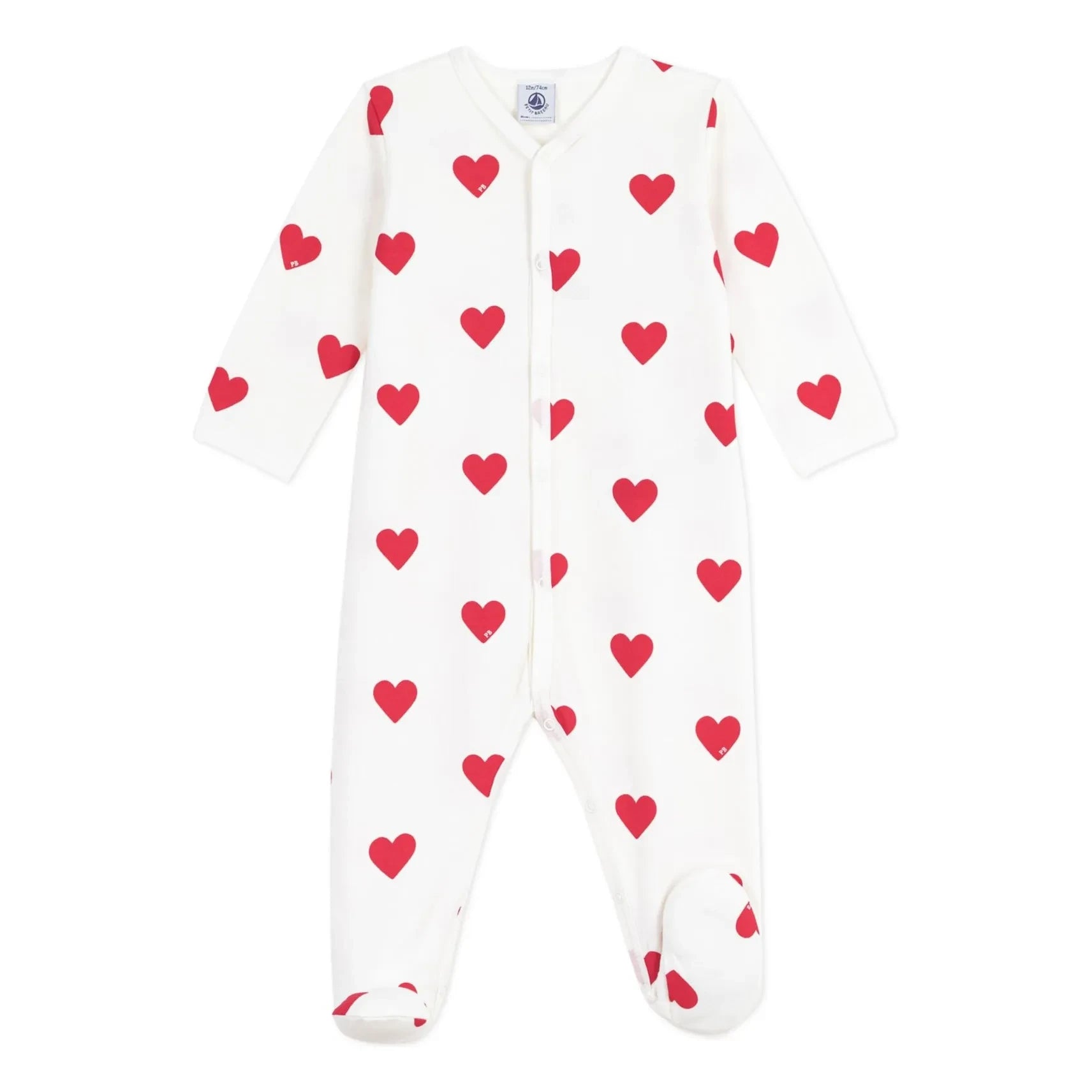 Petit Bateau - Dors Bien Cœurs Molleton pyjamas | White