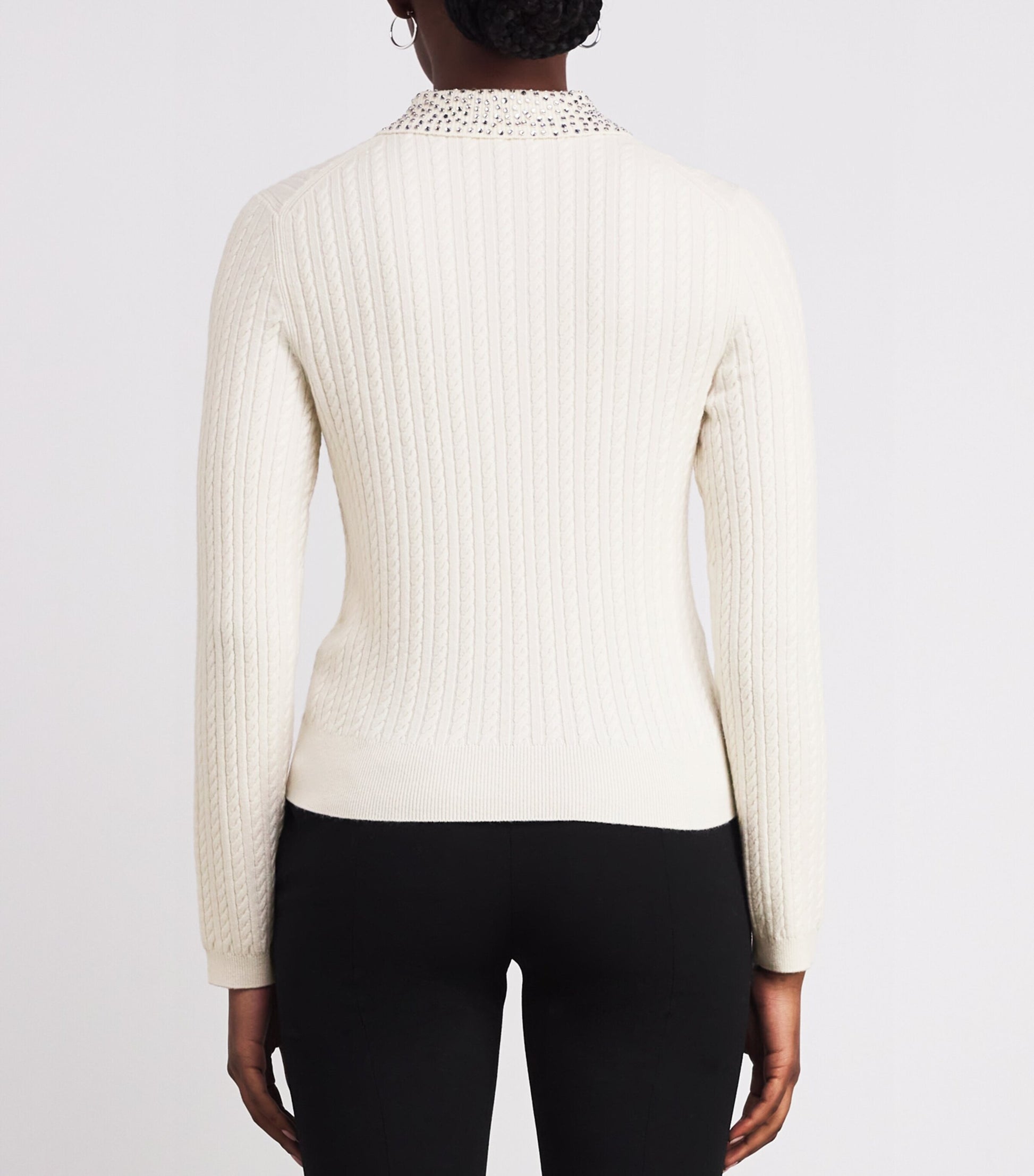 Maje White Wool Embellished Cardigan