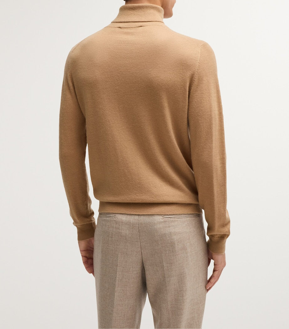 Beige Cashmere Rollneck Sweater