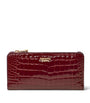 Burgundy Large Leather Croc-Embossed Mayfair Purse