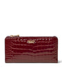 Burgundy Large Leather Croc-Embossed Mayfair Purse