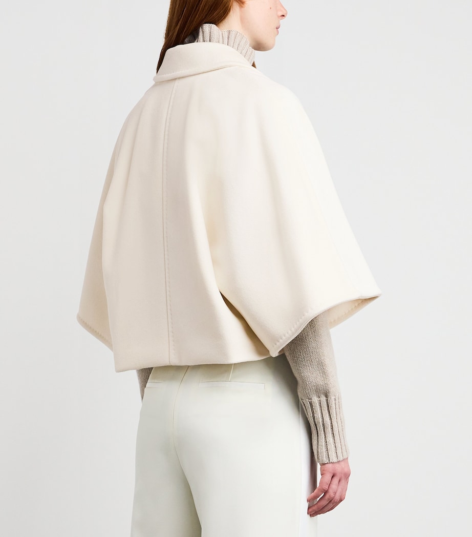 White Wool-Cashmere Cropped Coat